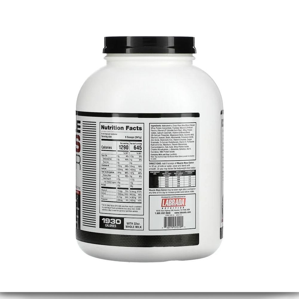 Labrada Nutrition, Muscle Mass Gainer with Creatine, Vanilla, 6 lbs - Image 2