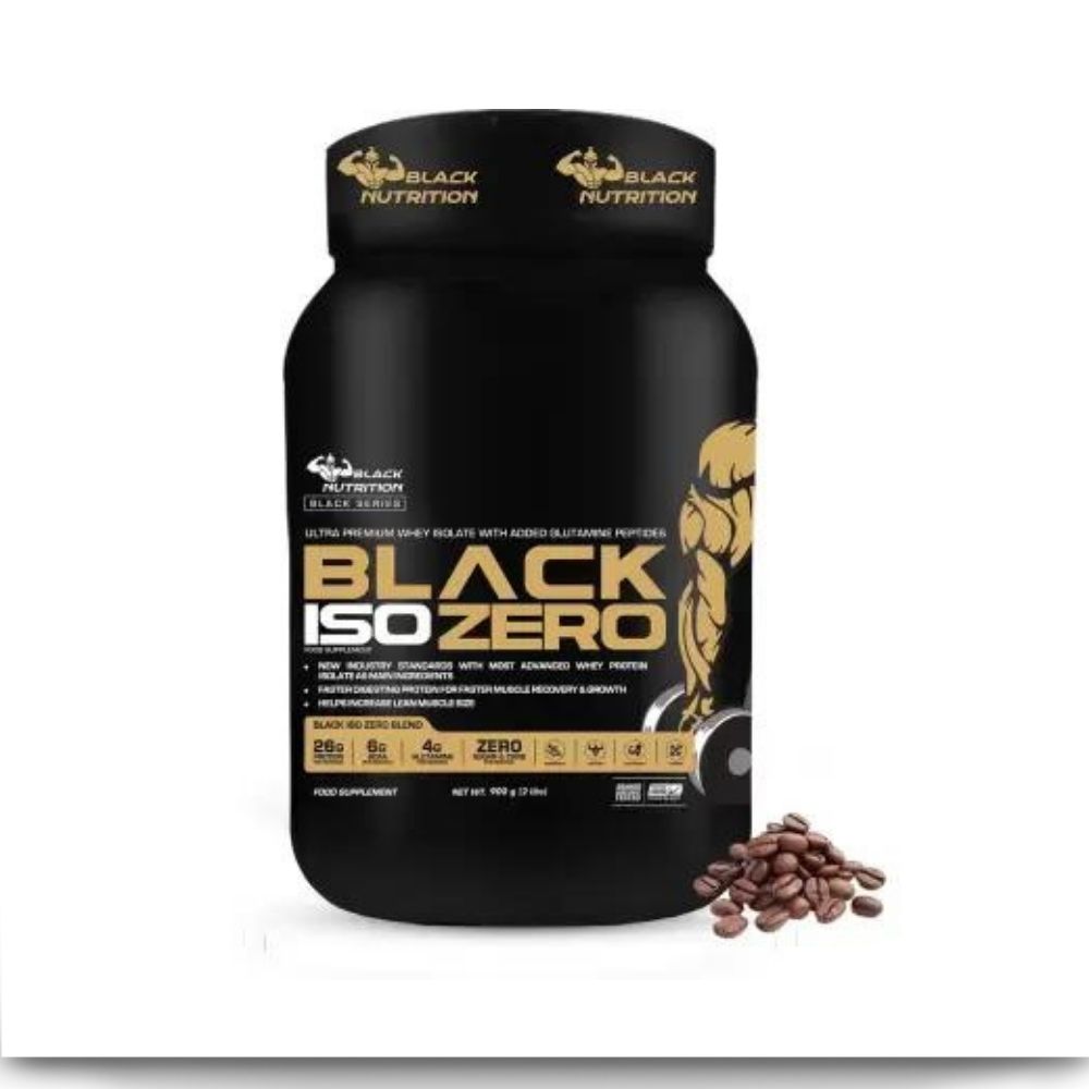 Black Nutrition Black Iso Zero Whey Protein With Glutamine Peptides (900 g, CAFFE LATTE)