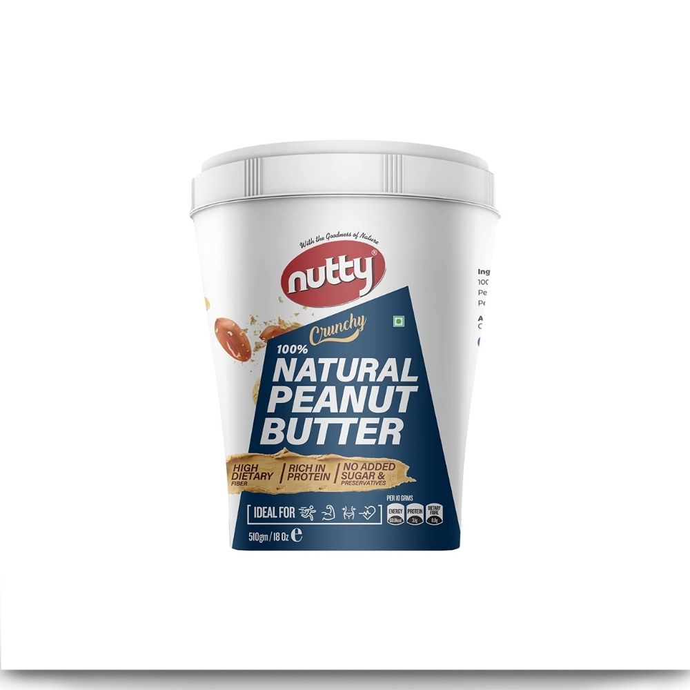Nutty Unsweetened Natural Peanut Butter Crunchy (510g)
